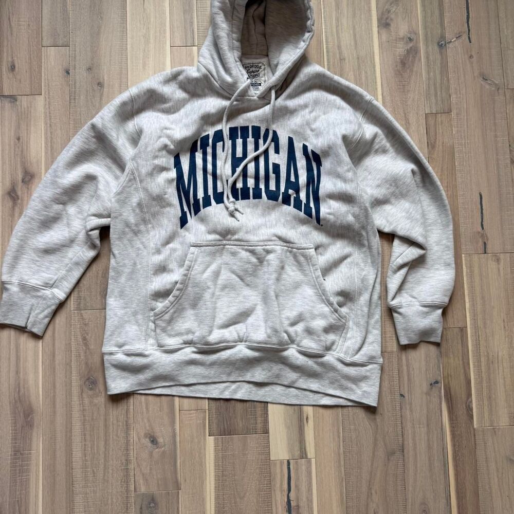 Unbranded Men's Grey and Cream Hoodie